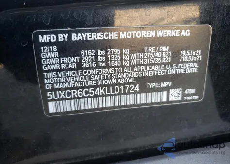 2019 BMW X5 xDrive40I z USA, uszkodzony, nr VIN 5UXCR6C54KLL01724